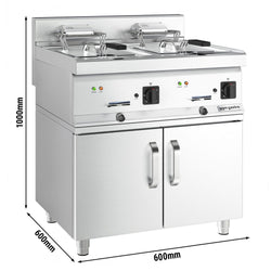 Frytownica elektryczna dwukomorowa stacjonarna na szafce - 10+10L - 18kW - z kranem spustowym