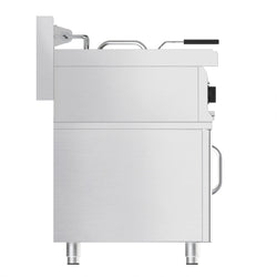 Frytownica elektryczna dwukomorowa wolnostojąca na szafce - 10+10L - 18kW - z kranem spustowym - z koszami - z pokrywami