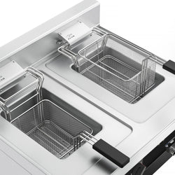 Frytownica elektryczna dwukomorowa nastolna - 10+10L - 18kW - z kranem spustowym - Czarny