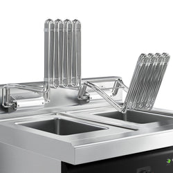 Frytownica elektryczna dwukomorowa nastolna - 10+10L - 18kW - z kranem spustowym - Czarny