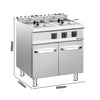 Commercial Countertop Electric Twin Tank Fryer - 28kW - Electronic control - with drain tap - incl. substructure with 2 doors