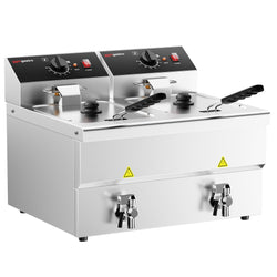 Podwójna frytownica elektryczna - 8+8 litrów - 6,5 kW - z kranem spustowym