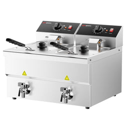 Podwójna frytownica elektryczna - 8+8 litrów - 6,5 kW - z kranem spustowym
