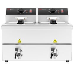 Podwójna frytownica elektryczna - 8+8 litrów - 6,5 kW - z kranem spustowym