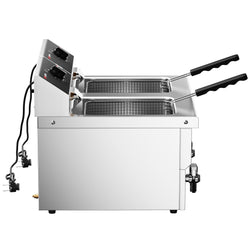Podwójna frytownica elektryczna - 8+8 litrów - 6,5 kW - z kranem spustowym