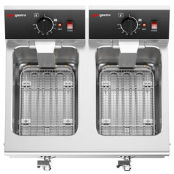 Podwójna frytownica elektryczna - 8+8 litrów - 6,5 kW - z kranem spustowym