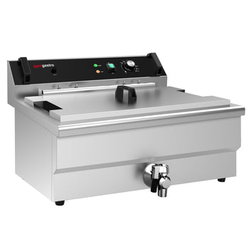 Smażalnik do pączków - 30 litrów - 5 kW - z kranem spustowym i półką z kratką ociekową - Prime Gastro