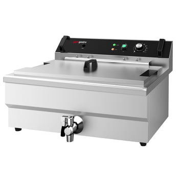 Smażalnik do pączków - 30 litrów - 5 kW - z kranem spustowym i półką z kratką ociekową - Prime Gastro