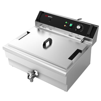 Smażalnik do pączków - 30 litrów - 5 kW - z kranem spustowym i półką z kratką ociekową - Prime Gastro