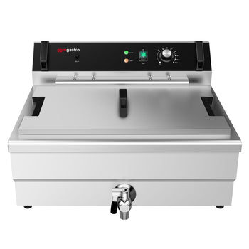 Smażalnik do pączków - 30 litrów - 5 kW - z kranem spustowym i półką z kratką ociekową - Prime Gastro