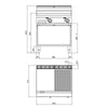 Commercial Electric Griddle - 9.6kW - Smooth/Ribbed Plate (half & half) - Cooking area: 800x714mm - on Stand