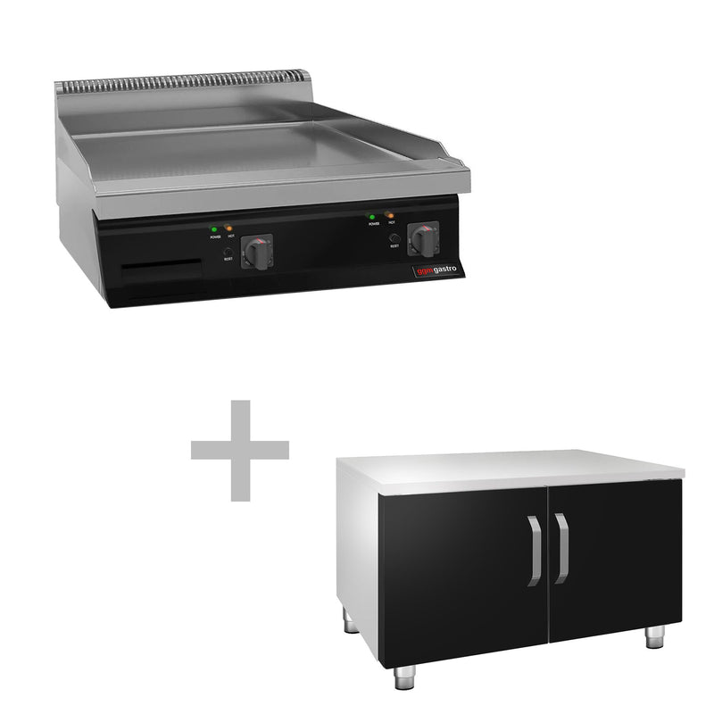 Elektryczna płyta grillowa - 7,1 kW - Gładka - włącznie z podstawą z 2 drzwiczkami