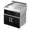 Płyta grillowa – elektryczna – gładka i ryflowana – 8,1 kW – z podstawą z 2 drzwiami – czarna – seria MARIO