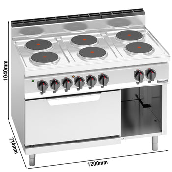 Kuchenka elektryczna - 15,6 kW - 6 płyt okrągłych - z piekarnikiem elektrycznym statycznym - 7,5 kW - Prime Gastro