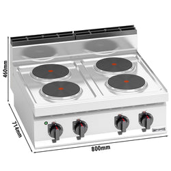 Kuchenka elektryczna - 10,4 kW - 4 płyty okrągłe