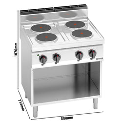 Kuchenka elektryczna - 10,4 kW - 4 płyty okrągłe