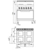 Cooker – electric – 10.4 kW – with 4 square hotplates – with static electric oven 7.5 kW