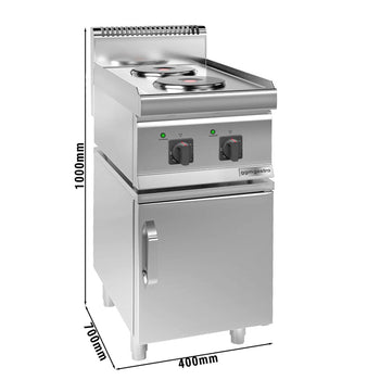 Kuchenka elektryczna - 4,6 kW - 2 okrągłe płyty - z podstawą z 1 drzwiczkami - Prime Gastro