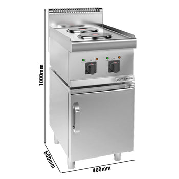 Kuchenka elektryczna - 4 kW - 2 okrągłe płyty - z podstawą z 1 drzwiczkami - Prime Gastro