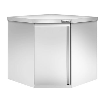 Narożna szafka wisząca naścienna ze stali nierdzewnej - 700x400 mm - z drzwiami na zawiasach- wysokość: 650 mm - Prime Gastro
