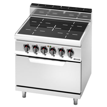 Kuchenka na podczerwień - 12,8 kW - 4 płyty grzewcze - włącznie z piekarnikiem elektrycznym statycznym - 7,5 kW - Prime Gastro