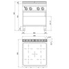 Infrared Hob - 16kW - 4 zones - with open base shelf