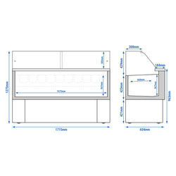 Lada na lody EMMA - 1710 mm - konwekcyjna - na 9 pojemników 5 L lub 6 pojemników 7 L - Czarna