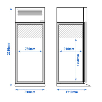 Chłodziarka wjezdna stal nierdzewna PREMIUM - GN 2/1 - GN 1/1 - EN 600x400- 700 litrów - z 1 drzwiami - Prime Gastro