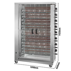 Elektryczny grill do kurczaka ECO - 38,4 kW - z 15 szpikulcami na 90 kurczaków