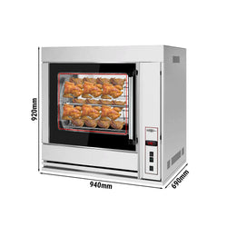 Elektryczny grill do kurczaka z rożna PREMIUM - 6,9 kW - z 4 szpikulcami na 20 kurczaków