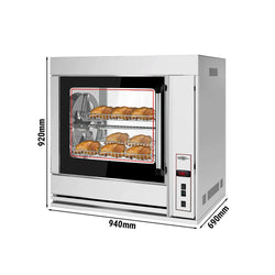 Elektryczny grill do kurczaka - 6,9 kW - z 4 koszami na 20 kurczaków