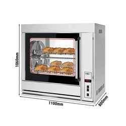 Elektryczny obrotowy grill do kurczaków - 10 kW - z 7 koszami obrotowymi dla maksymalnie 42 kurczaków