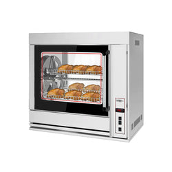 Elektryczny obrotowy grill do kurczaków - 10 kW - z 7 koszami obrotowymi dla maksymalnie 42 kurczaków