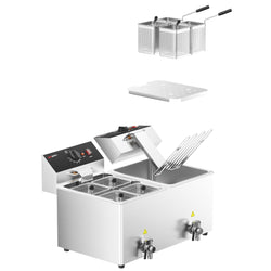 Kuchenka do makaronu - 8 + 8 litrów - 6,5 kW - z zaworem spustowym - w tym 8 koszyków