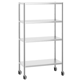 Półka ze stali nierdzewnej PREMIUM - 1000x500mm - z 4 półkami (REGULOWANYMI) - włącznie z 4 kółkami - Prime Gastro