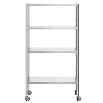 Półka ze stali nierdzewnej PREMIUM - 1000x500mm - z 4 półkami (REGULOWANYMI) - włącznie z 4 kółkami - Prime Gastro