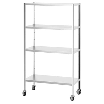 Półka ze stali nierdzewnej PREMIUM - 1000x500mm - z 4 półkami (REGULOWANYMI) - włącznie z 4 kółkami - Prime Gastro