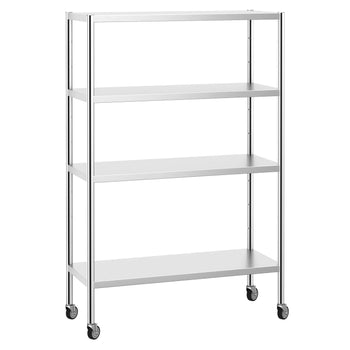 Półka ze stali nierdzewnej PREMIUM - 1200x490 mm - z 4 półkami (REGULOWANYMI) - włącznie z 4 kółkami - Prime Gastro