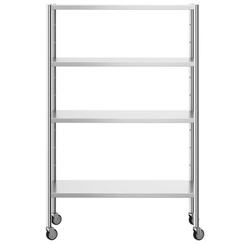 Półka ze stali nierdzewnej PREMIUM - 1200x490 mm - z 4 półkami (REGULOWANYMI) - włącznie z 4 kółkami - Prime Gastro