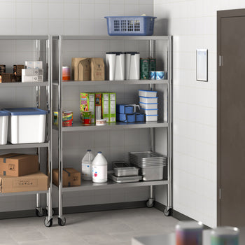 Półka ze stali nierdzewnej PREMIUM - 1000x500mm - z 4 półkami (REGULOWANYMI) - włącznie z 4 kółkami - Prime Gastro