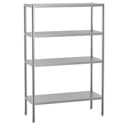 Półka ze stali nierdzewnej ECO - 1200x500x1800mm - 4 półek przestawnych - Nośność na półkę: 70kg - z nóżkami z regulacją wysokości - w zestawie: śruby montażowe