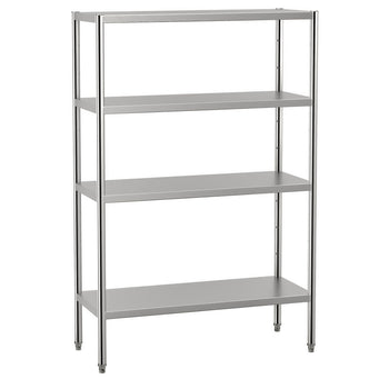 Półka ze stali nierdzewnej ECO - 1200x500x1800mm - 4 półek przestawnych - Nośność na półkę: 70kg - z nóżkami z regulacją wysokości - w zestawie: śruby montażowe