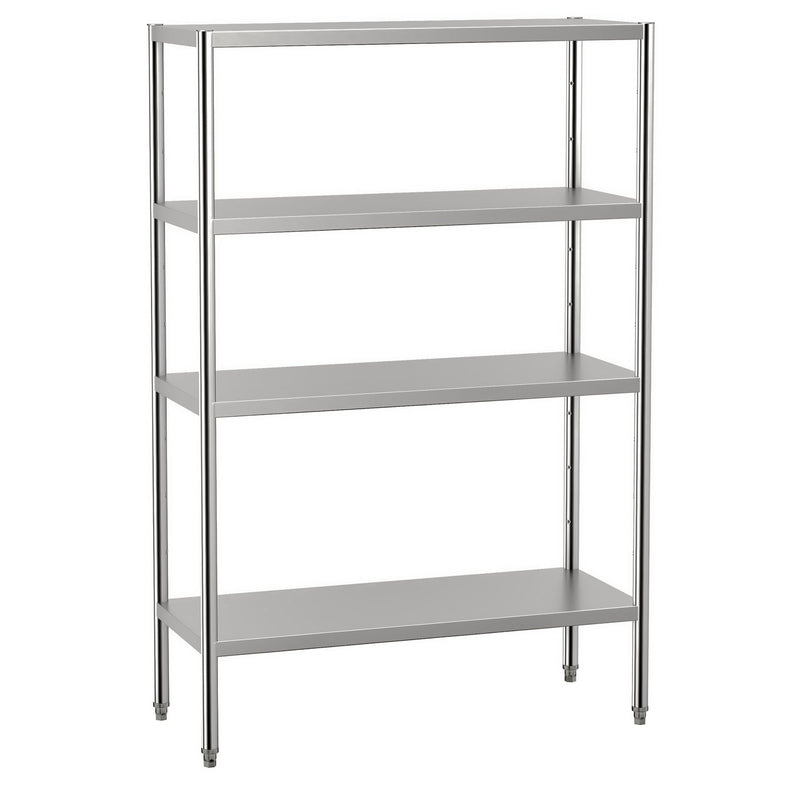 Półka ze stali nierdzewnej ECO - 1200x500x1800mm - 4 półek przestawnych - Nośność na półkę: 70kg - z nóżkami z regulacją wysokości - w zestawie: śruby montażowe
