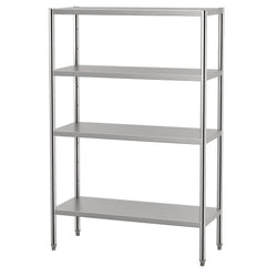 Półka ze stali nierdzewnej ECO - 1200x500x1800mm - 4 półek przestawnych - Nośność na półkę: 70kg - z nóżkami z regulacją wysokości - w zestawie: śruby montażowe