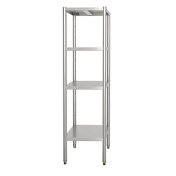 Półka ze stali nierdzewnej ECO - 1200x500x1800mm - 4 półek przestawnych - Nośność na półkę: 70kg - z nóżkami z regulacją wysokości - w zestawie: śruby montażowe
