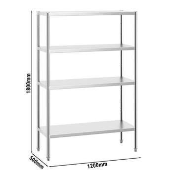 Półka ze stali nierdzewnej PREMIUM - 1200x490 mm - z 4 półkami (REGULOWANA) - Prime Gastro