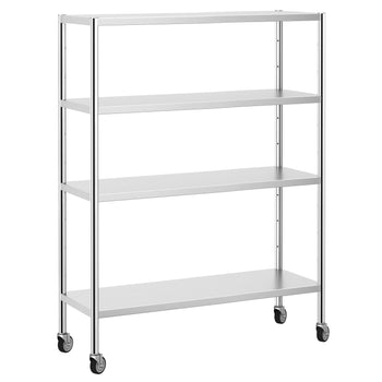 Półka ze stali nierdzewnej PREMIUM - 1400x490 mm - z 4 półkami (REGULOWANY) - włącznie z 4 kółkami - Prime Gastro