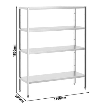 Półka ze stali nierdzewnej PREMIUM - 1400x490 mm - z 4 półkami (REGULOWANA) - Prime Gastro