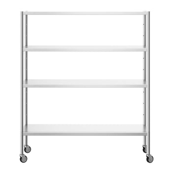 Półka ze stali nierdzewnej PREMIUM - 1600x500 mm - z 4 półkami (REGULOWANY) - włącznie z 4 kółkami - Prime Gastro