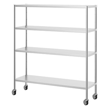 Półka ze stali nierdzewnej PREMIUM - 1600x500 mm - z 4 półkami (REGULOWANY) - włącznie z 4 kółkami - Prime Gastro